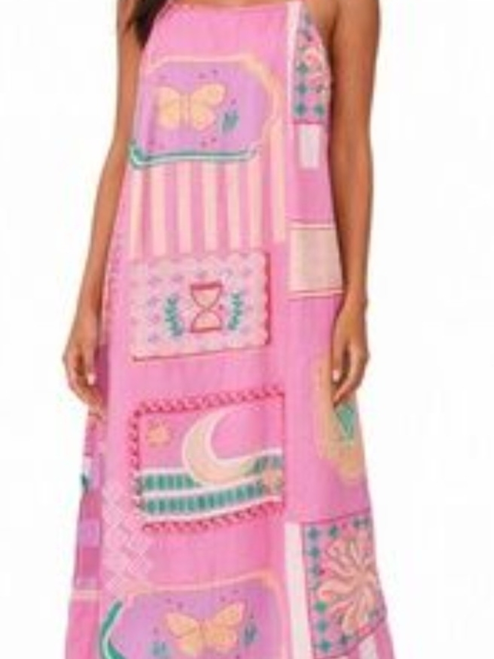 Japna Pink Patchwork-Print Maxi Dress
